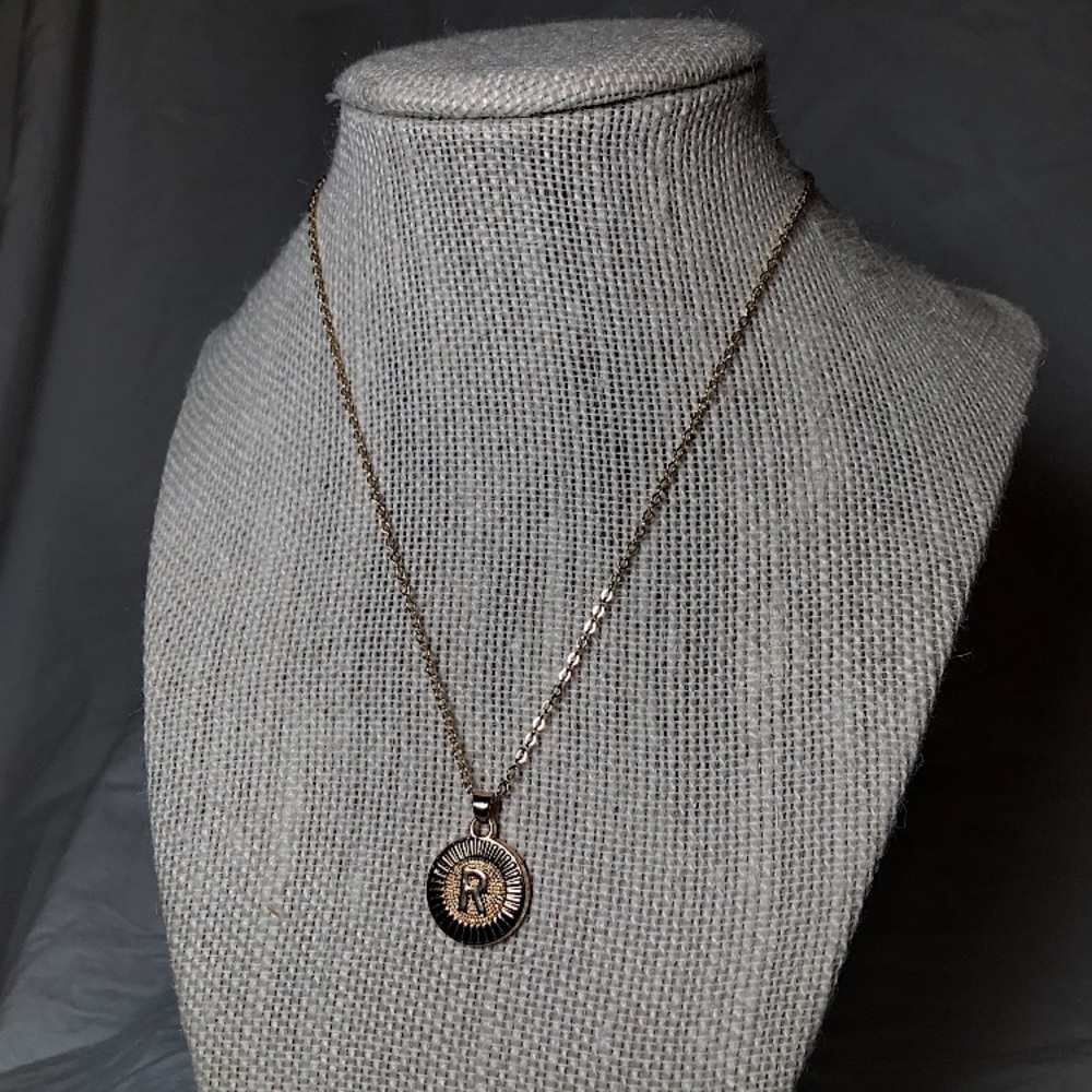 Initial “R” Letter Necklace 18KGP